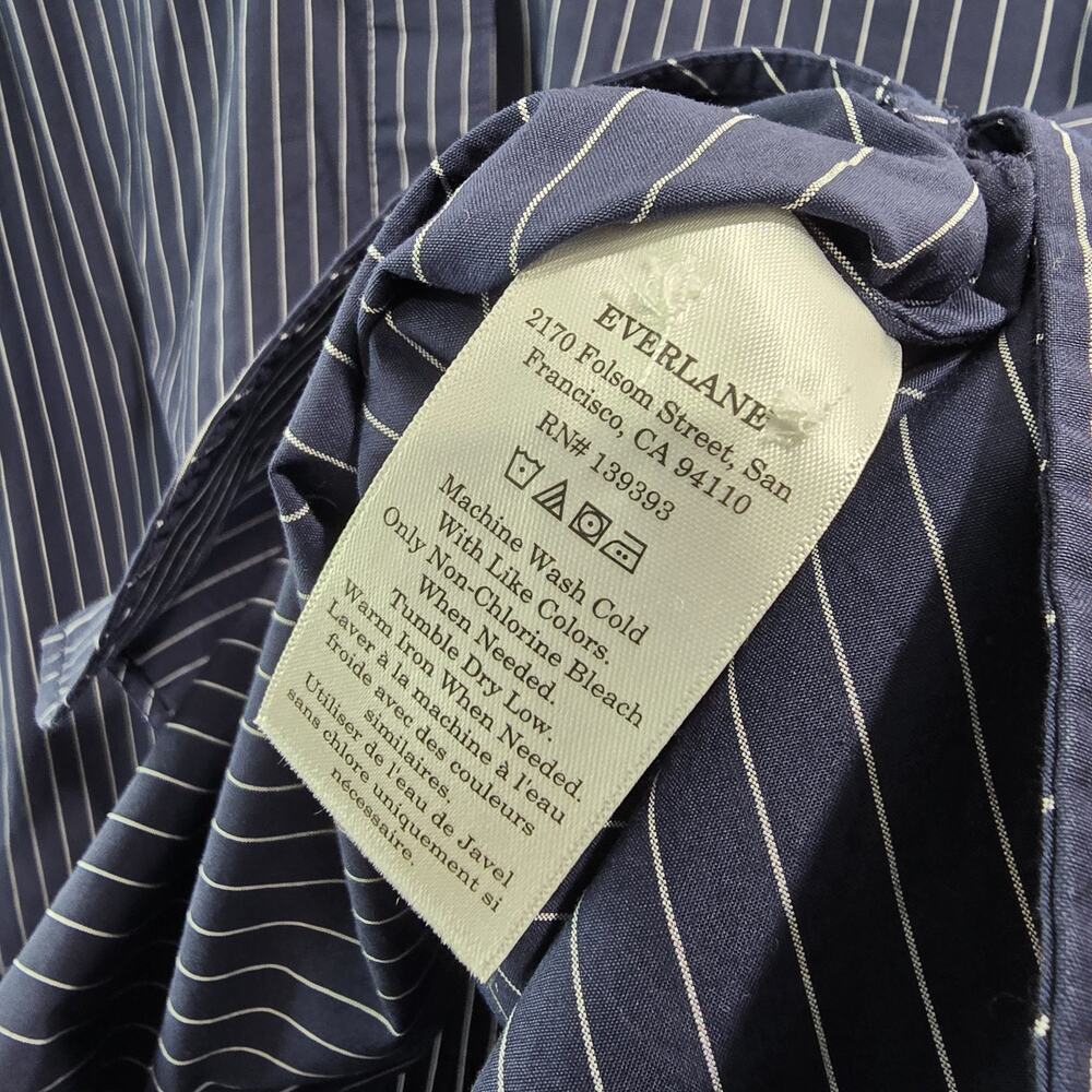 Everlane Shirt Womens Blue Striped Button Oversized Poplin Boyfriend Supima - Picture 14 of 16